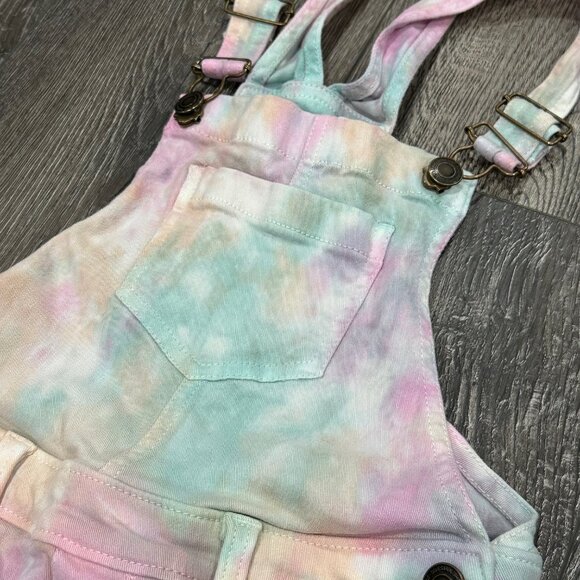 SO Brand Girl's Tie Dye Short Overalls, Size 10 - Picture 2 of 6